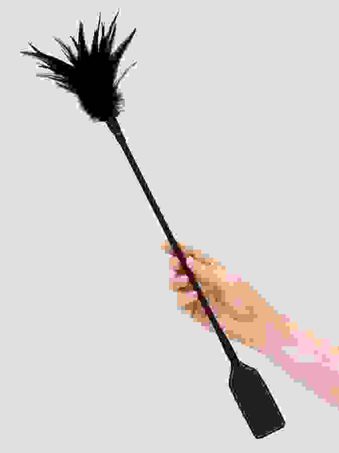 SEI MIO Slap and Tickle Dual Ended Crop and Tickler, Black, hi-res